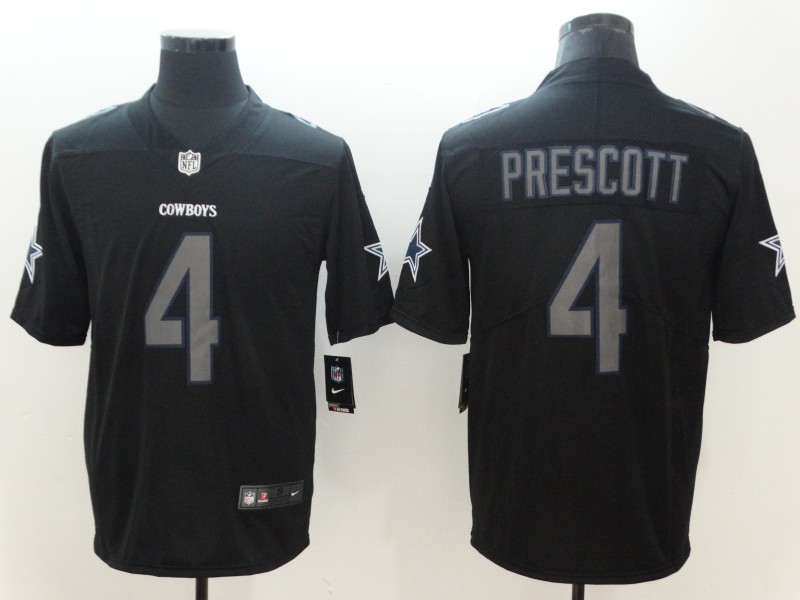 Men's Cowboys #4 Dak Prescott Black Impact Limited Stitched NFL Jersey
