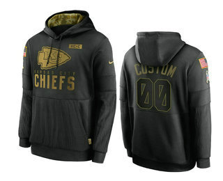 Men's Kansas City Chiefs ACTIVE PLAYER Custom 2020 Black Salute To Service Sideline Performance Pullover NFL Hoodie
