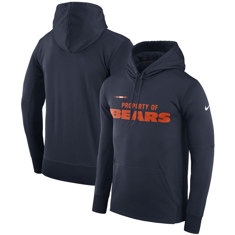Men's Chicago Bears Nike Navy Sideline Property Of Performance Pullover Hoodie