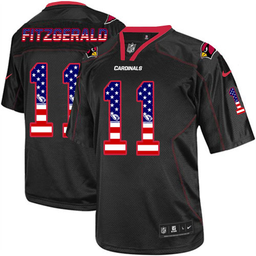 Men's Nike Cardinals #11 Larry Fitzgerald Black USA Flag Fashion Elite Stitched Jersey