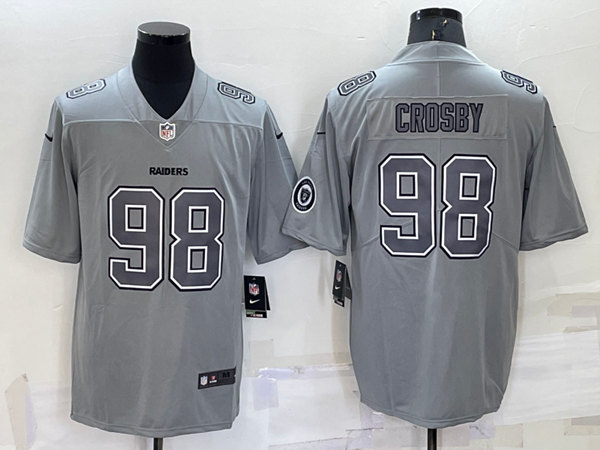 Men's Las Vegas Raiders #98 Maxx Crosby Gray With Patch Atmosphere Fashion Stitched Jersey