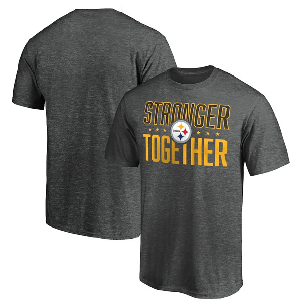 Men's Pittsburgh Steelers Heather Charcoal Stronger Together T-Shirt