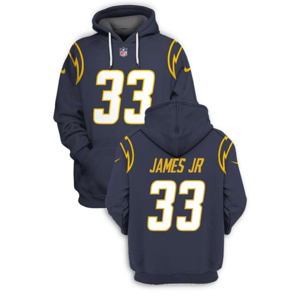 Men's Los Angeles Chargers #33 Derwin James JR 2021 Navy Pullover Hoodie