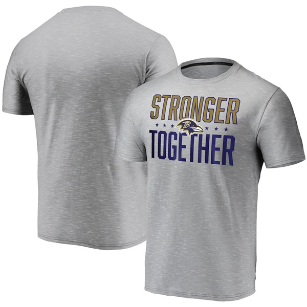 Men's Baltimore Ravens Grey Charcoal Stronger Together T-Shirt