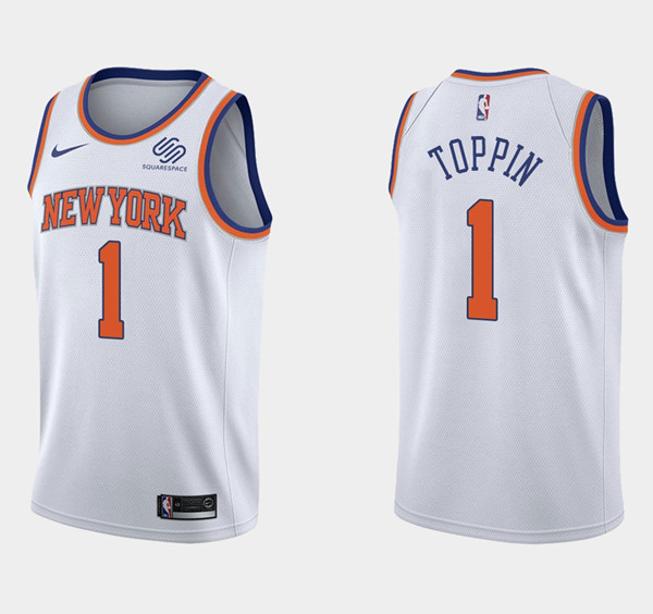 Men's New York Knicks #1 Obi Toppin White Stitched NBA Jersey