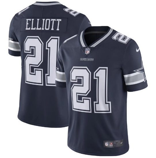Men's Nike Dallas Cowboys #21 Ezekiel Elliott Navy Blue Team Color Stitched NFL Vapor Untouchable Limited Jersey
