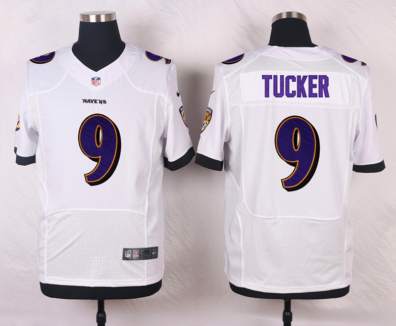 Nike Ravens #9 Justin Tucker White Men's Stitched NFL New Elite Jersey