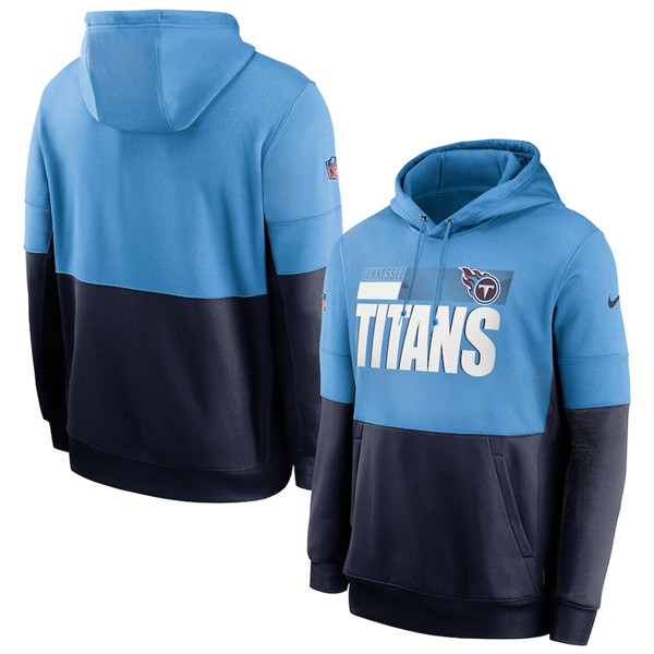 Men's Tennessee Titans Light Blue/Navy Sideline Impact Lockup Performance Pullover NFL Hoodie