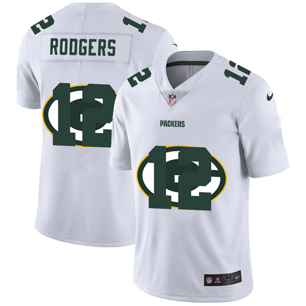 Men's Green Bay Packers #12 Aaron Rodgers White Stitched NFL Jersey