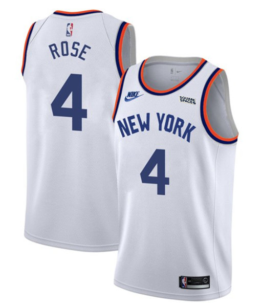 Men's New York Knicks #4 Derrick Rose 2021/2022 White City Edition Stitched Jersey