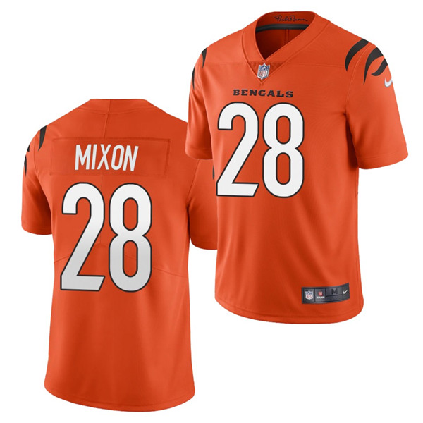 Men's Cincinnati Bengals #28 Joe Mixon 2021 Orange Vapor Limited Stitched NFL Jersey