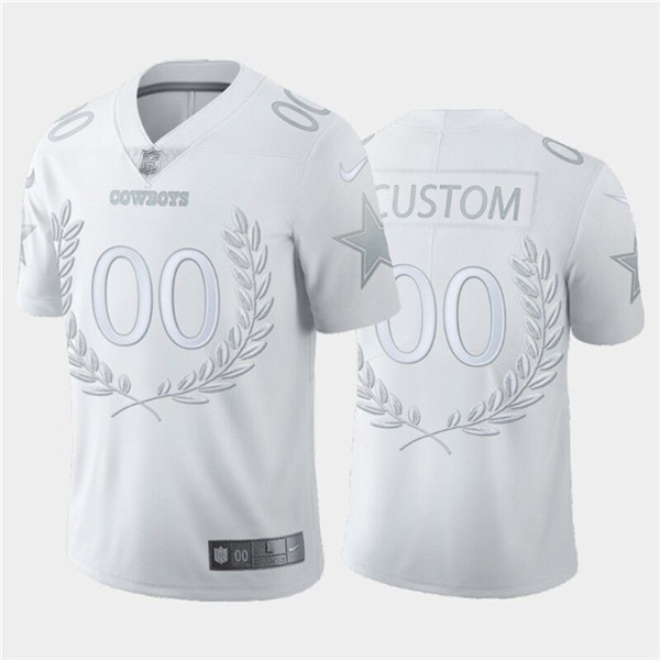 Men's Dallas Cowboys Customized White MVP Stitched Limited Jersey (Check description if you want Women or Youth size)