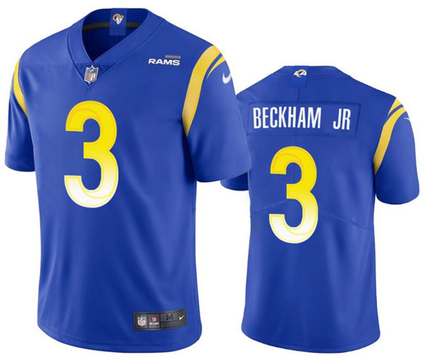 Men's Los Angeles Rams #3 Odell Beckham Jr. 2021 Royal Vapor Untouchable Limited Stitched Football Jersey