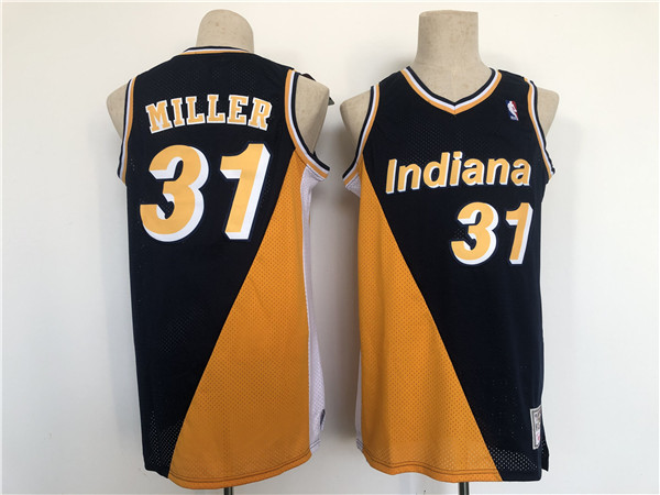 Men's Indiana Pacers #31 Reggie Miller Navy/Yellow Throwback Stitched Jersey