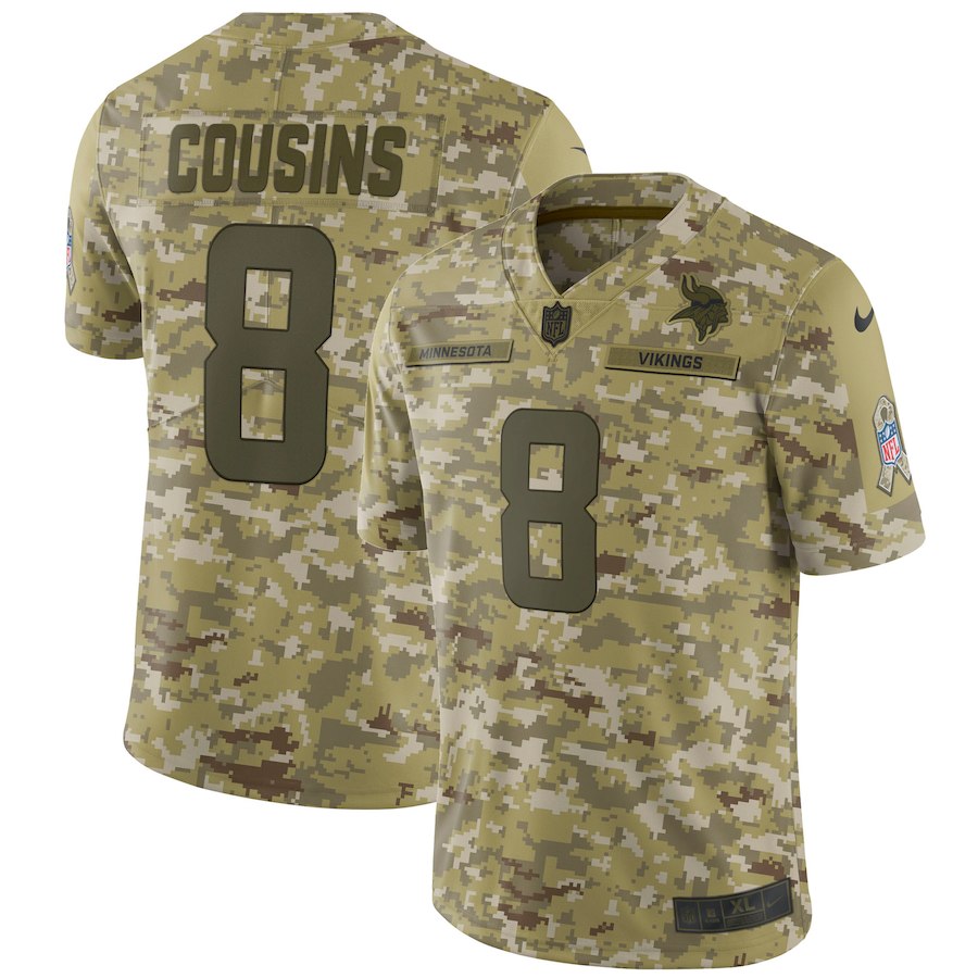 Men's Vikings #8 Kirk Cousins 2018 Camo Salute to Service Limited Stitched NFL Jersey