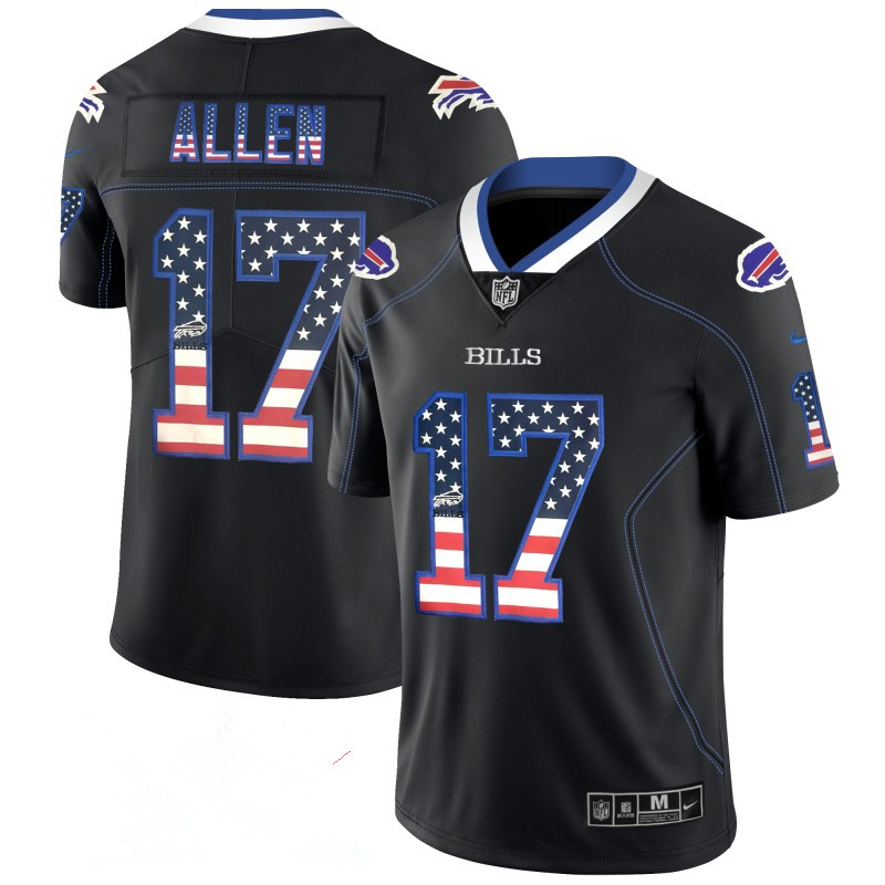 Men's Buffalo Bills #17 Josh Allen 2018 Black USA Flag Color Rush Limited Fashion NFL Stitched Jersey