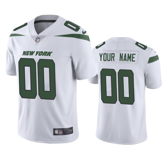 Men's New York Jets ACTIVE PLAYER Custom White Vapor Untouchable Limited Stitched Jersey (Check description if you want Women or Youth size)