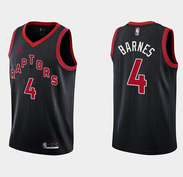 Men's Toronto Raptors #4 Scottie Barnes Black Statement Edition Basketball NBA Jersey