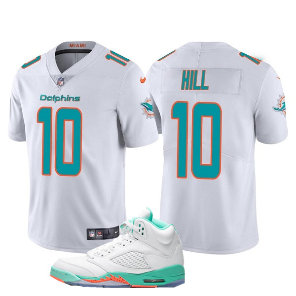 Men’s Miami Dolphins #10 Tyreek Hill White Vapor Stitched Football Jersey +AJ5