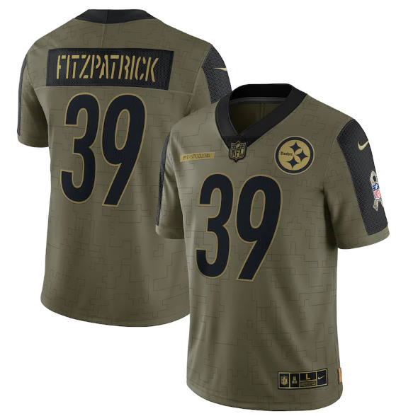 Men's Pittsburgh Steelers #39 Minkah Fitzpatrick 2021 Olive Salute To Service Limited Stitched Jersey