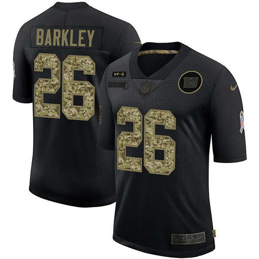 Men's New York Giants #26 Saquon Barkley 2020 Black Camo Salute To Service Limited Stitched NFL Jersey