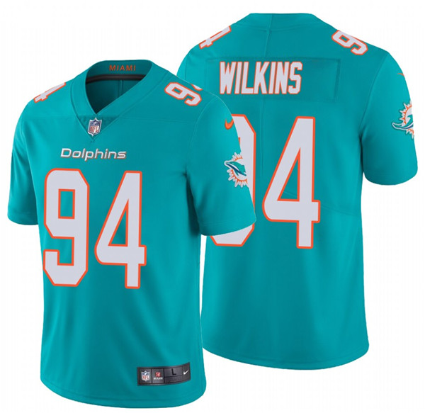 Men's Miami Dolphins #94 Christian Wilkins 2020 Aqua Vapor Limited Stitched Jersey