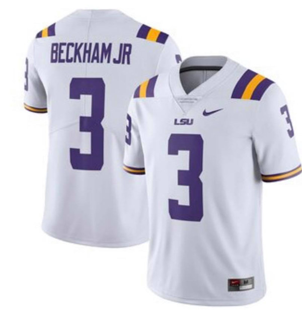 LSU Tigers #3 Odell Beckham JR White Limited Stitched NCAA Jersey