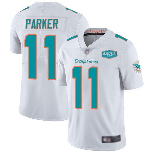 Men's Miami Dolphins #11 DeVante Parker White With 347 Shula Patch 2020 Vapor Untouchable Limited Stitched NFL Jersey