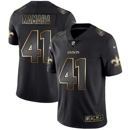 Men's New Orleans Saints #41 Alvin Kamara 2019 Black Gold Edition Stitched NFL Jersey