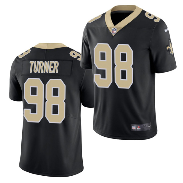 Men's New Orleans Saints #98 Payton Turner 2021 NFL Draft Black Limited Stitched Jersey (Check description if you want Women or Youth size)