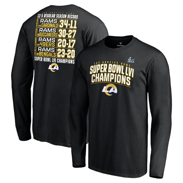 Men's Los Angeles Rams 2022 Black Super Bowl LVI Champions Long Sleeve T-Shirt