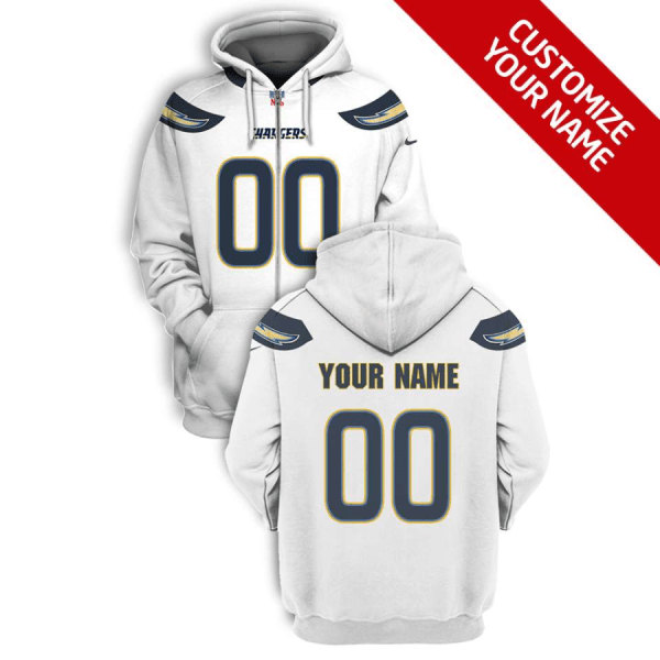 Men's Los Angeles Chargers Active Player Custom 2021 White Pullover Hoodie