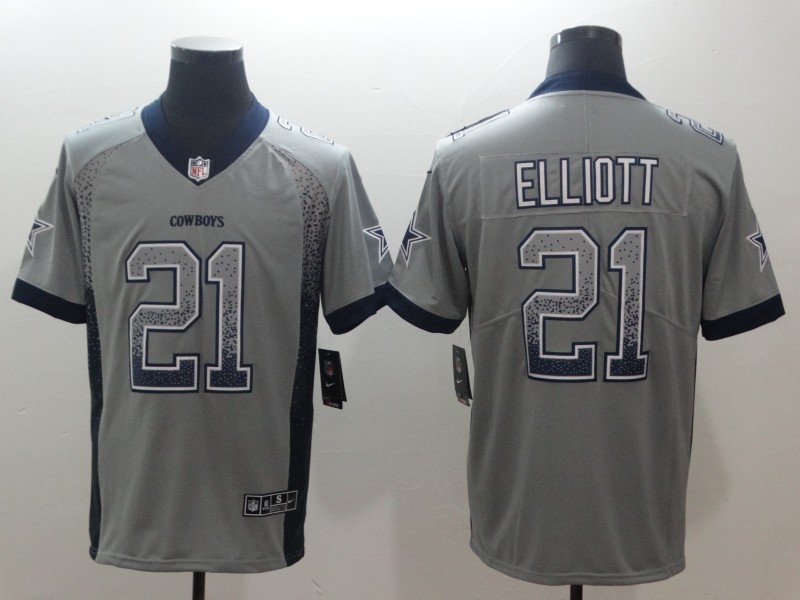 Men's Cowboys #21 Ezekiel Elliott Gray 2018 Drift Fashion Color Rush Limited Stitched NFL Jersey