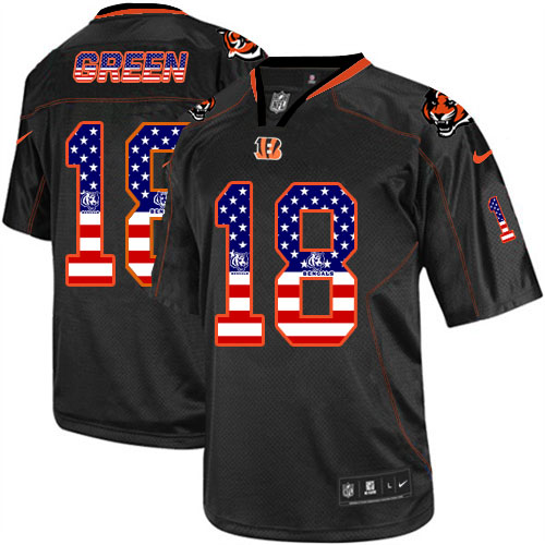 Men's Nike Browns #18 A.J. Green Black USA Flag Fashion Elite Stitched Jersey