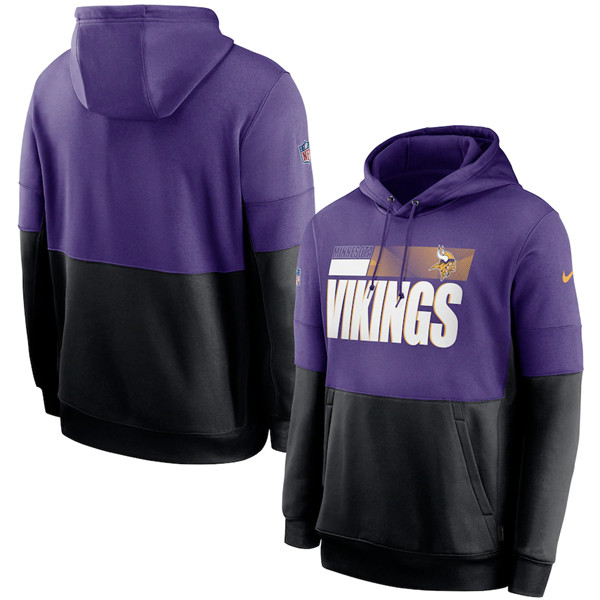 Men's Minnesota Vikings Purple/Black Sideline Impact Lockup Performance Pullover NFL Hoodie