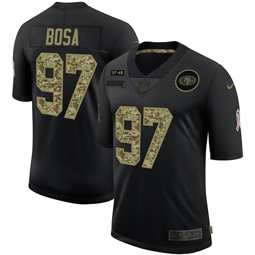 Men's San Francisco 49ers #97 Nick Bosa 2020 Black Camo Salute To Service Limited Stitched NFL Jersey