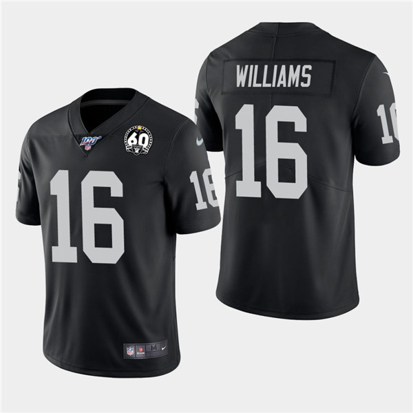 Men's Oakland Raiders #16 Tyrell Williams Black 100th Season With 60 Patch Vapor Limited Stitched NFL Jersey