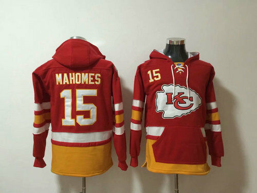 Men's Kansas City Chiefs #15 Patrick Mahomes Red All Stitched NFL Hooded Sweatshirt
