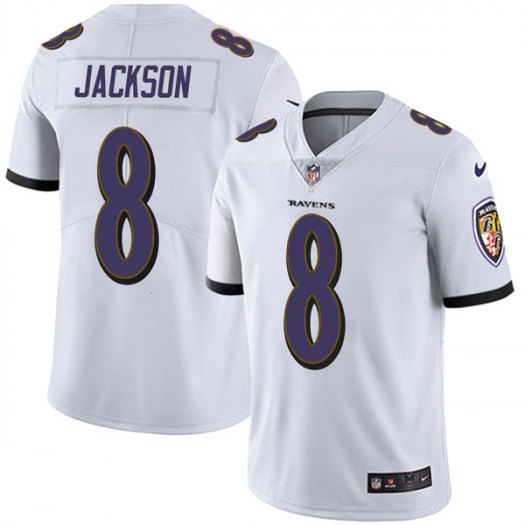 Men's NFL Baltimore Ravens #8 Lamar Jackson White Vapor Untouchable Limited Jersey