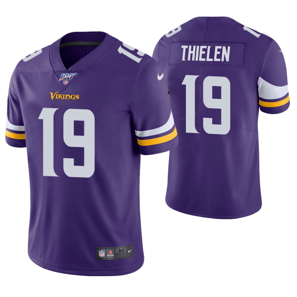 Men's Minnesota Vikings #19 Adam Thielen Purple 2019 100th Season Vapor ...