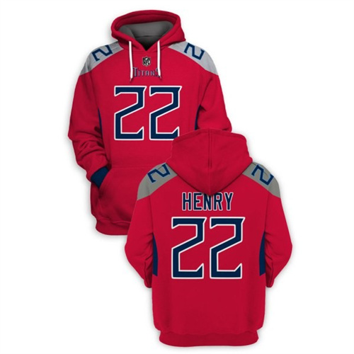 Men's Tennessee Titans #22 Derrick Henry 2021 Red Pullover Hoodie