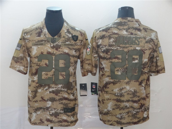 Men's Oakland Raiders #28 Josh Jacobs Camo Salute To Service Limited Stitched NFL Jersey