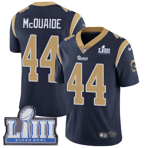 Men's Los Angeles Rams #44 Jacob McQuaide Navy Blue Super Bowl LIII Vapor Untouchable Limited Stitched NFL Jersey
