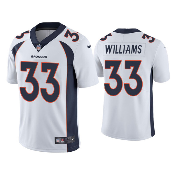 Men's Denver Broncos #33 Javonte Williams White Vapor Untouchable Limited Stitched Jersey