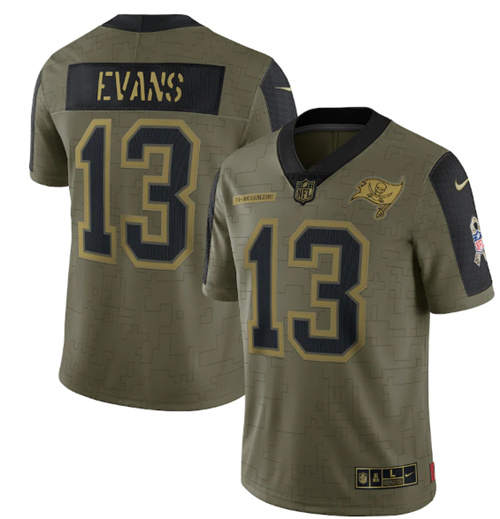 Men's Tampa Bay Buccaneers #13 Mike Evans 2021 Olive Salute To Service Limited Stitched Jersey