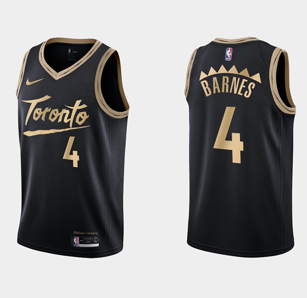 Men's Toronto Raptors #4 Scottie Barnes Black City Edition Basketball NBA Jersey