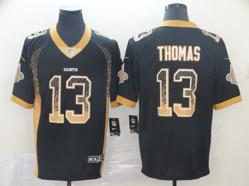 Men's New Orleans Saints #13 Michael Thomas Black Drift Fashion Color Rush Limited Stitched NFL Jersey