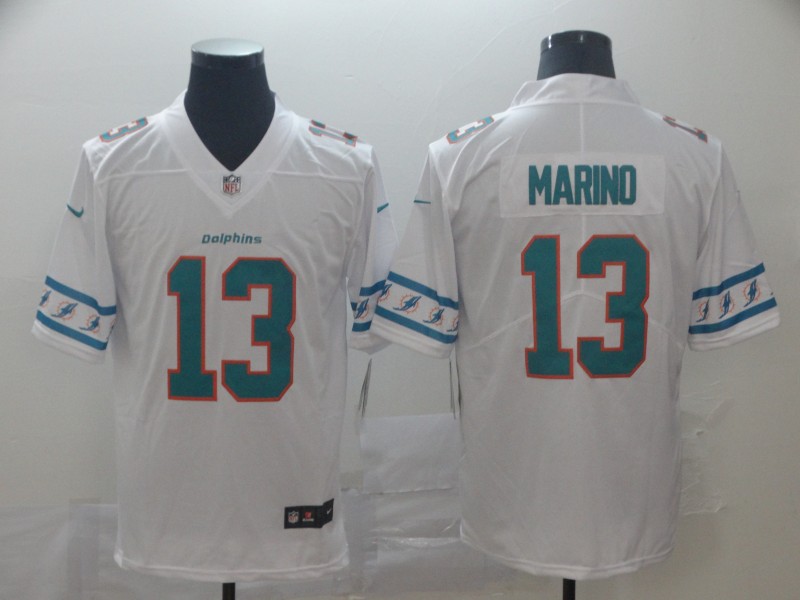 Men's Miami Dolphins #13 Dan Marino White Team Logo Stitched NFL Jersey