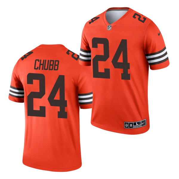 Men's Cleveland Browns #24 Nick Chubb Orange Inverted Legend Jersey (Check description if you want Women or Youth size)