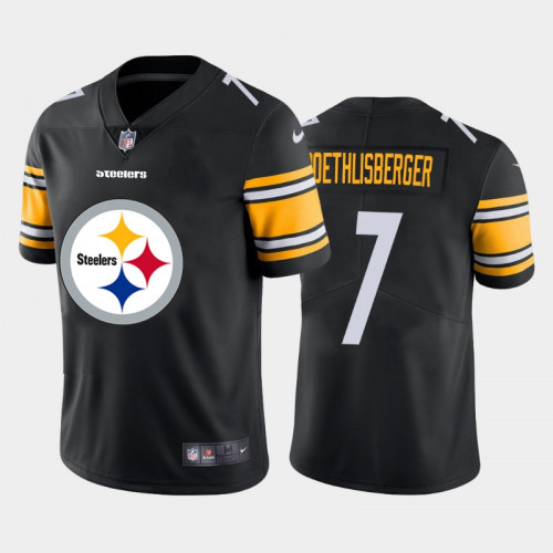 Men's Pittsburgh Steelers #7 Ben Roethlisberger Black 2020 Team Big Logo Limited Stitched NFL Jersey